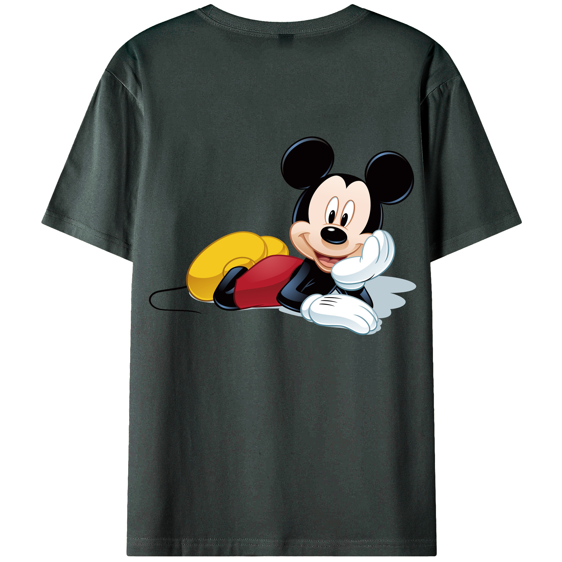 ミッキーマウス Mickey Mouse 綿100％ メンズ半袖Tシャツ（バックプリント） 通気性